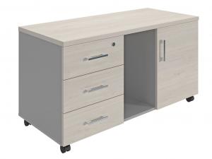 Купить Тумба для оргтехники NPW-410 белое дерево/серый в Бугуруслане Тумба для оргтехники NPW-410 белое дерево/серый